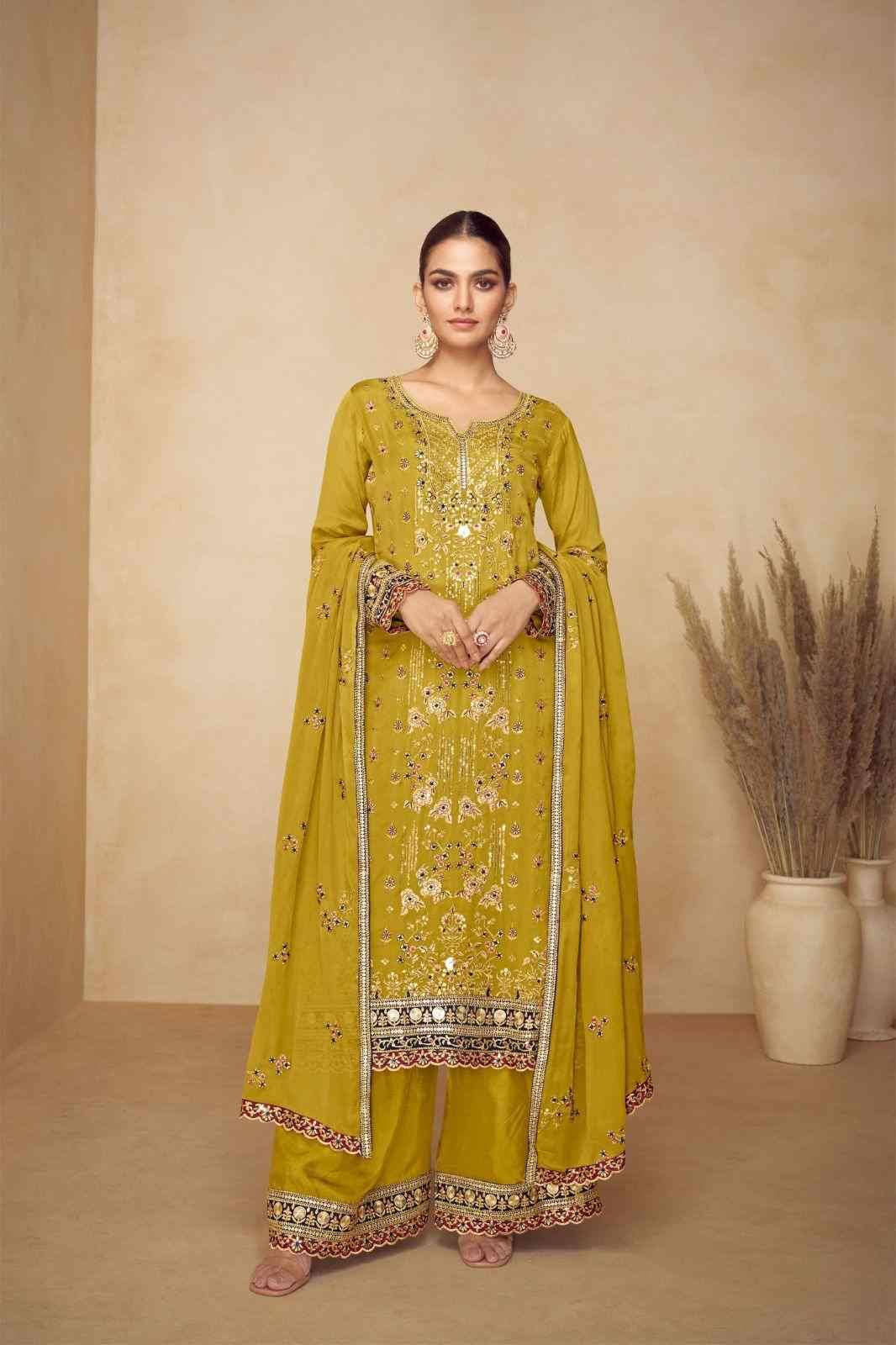 Pahal By Gulkayra Designer 7542 To 7544 Series Beautiful Festive Suits Colorful Stylish Fancy Casual Wear & Ethnic Wear Chinnon Dresses At Wholesale Price