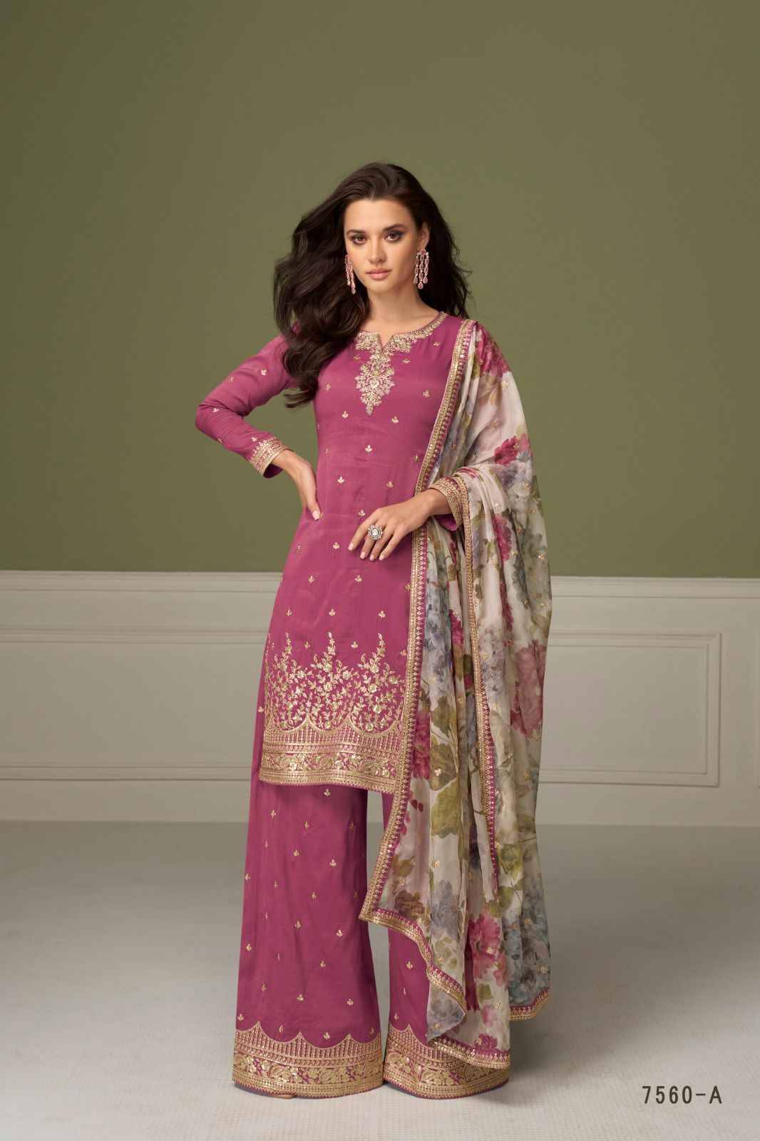 Gulnaaz By Gulkayra Designer 7560-A To 7560-C Series Beautiful Festive Suits Colorful Stylish Fancy Casual Wear & Ethnic Wear Simar Silk Dresses At Wholesale Price