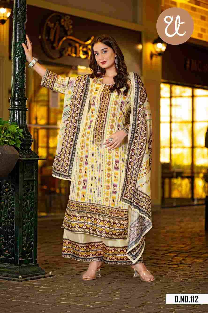 Thread Thrill 109 By Thread Thrill 109 To 112 Series Beautiful Festive Suits Colorful Stylish Fancy Casual Wear & Ethnic Wear Heavy Soft Chinnon Dresses At Wholesale Price