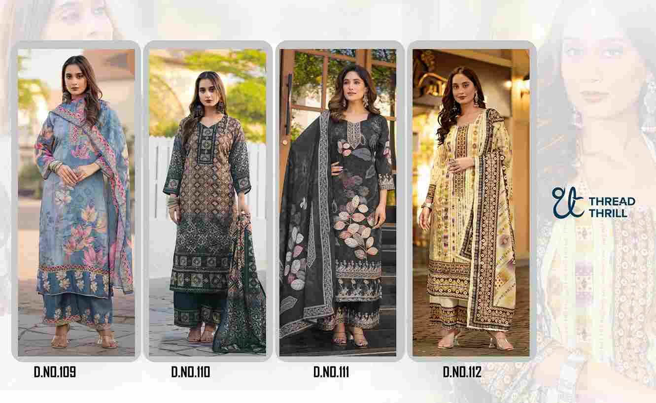 Thread Thrill 109 By Thread Thrill 109 To 112 Series Beautiful Festive Suits Colorful Stylish Fancy Casual Wear & Ethnic Wear Heavy Soft Chinnon Dresses At Wholesale Price