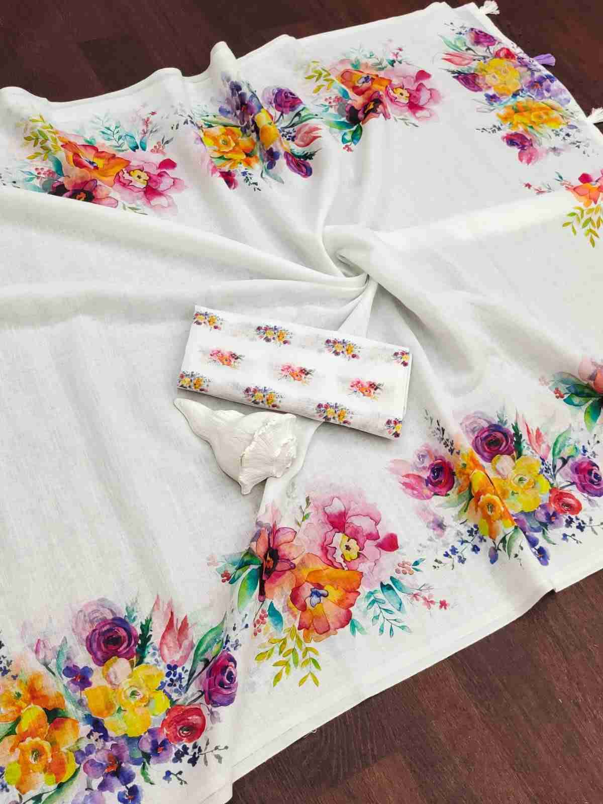Srr-114 By Fashid Wholesale 01 To 07 Series Indian Traditional Wear Collection Beautiful Stylish Fancy Colorful Party Wear & Occasional Wear Linen Plain Digital Print Sarees At Wholesale Price