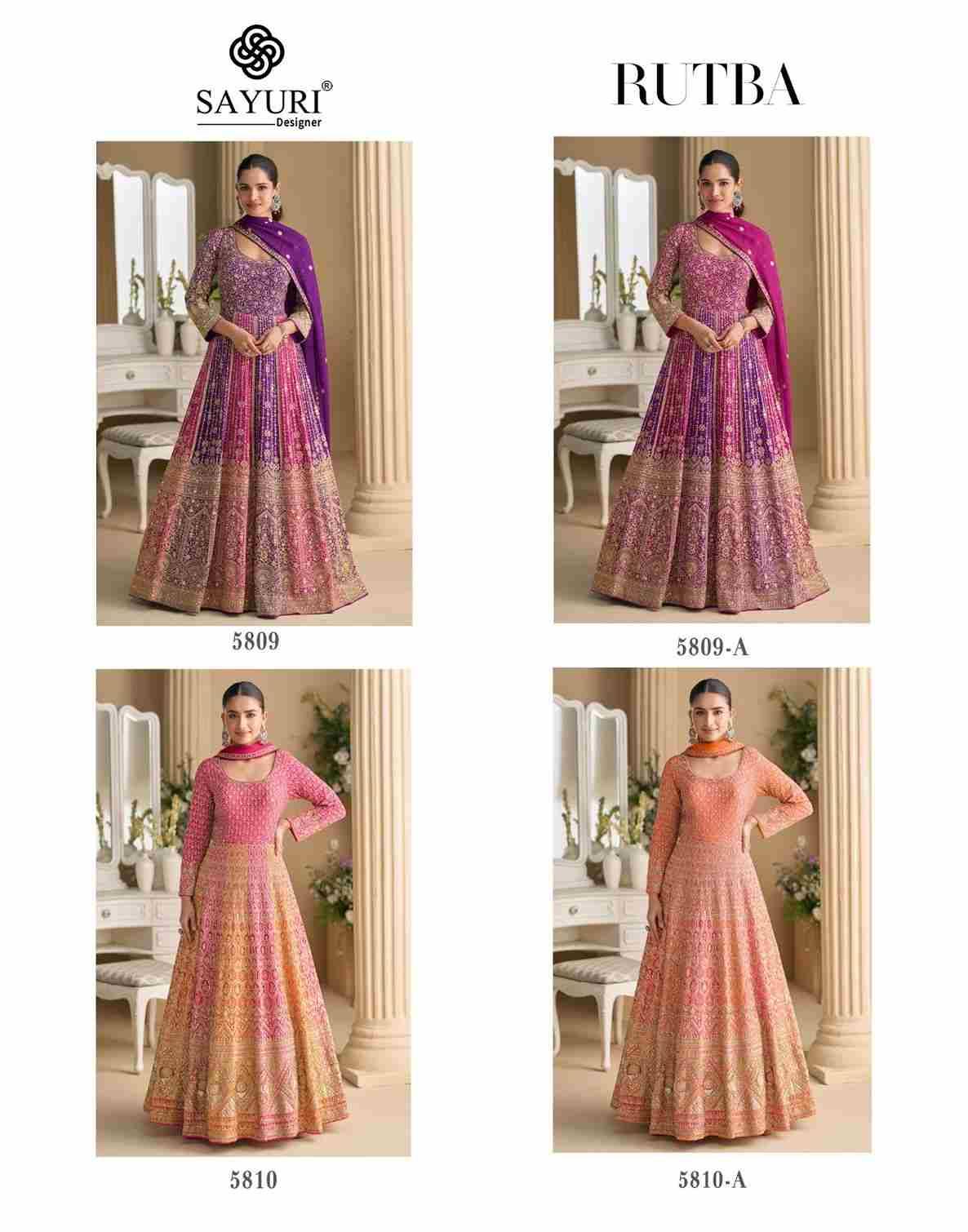Rutba By Sayuri Designer Stylish Fancy Colorful Beautiful Party Wear & Ethnic Wear Collection Premium Georgette Gown With Bottom At Wholesale Price