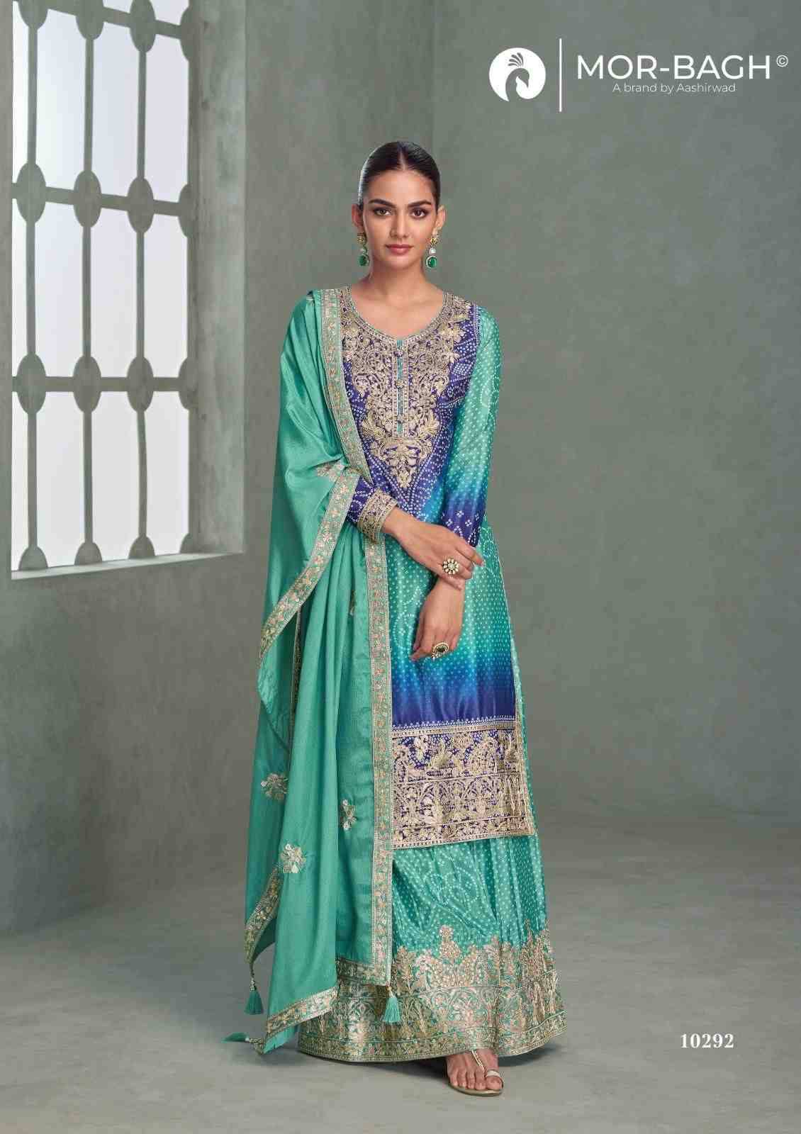 Aavya By Mor-Bagh 10292 To 10296 Series Beautiful Sharara Suits Colorful Stylish Fancy Casual Wear & Ethnic Wear Chinnon Silk With Work Dresses At Wholesale Price