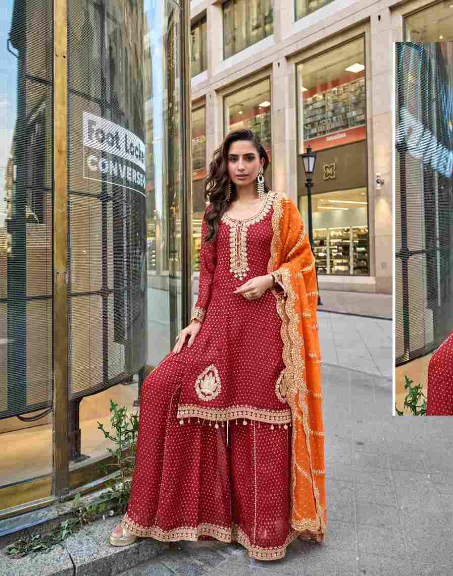Swati By Sayuri 5846 To 5849 Series Designer Sharara Suits Beautiful Fancy Stylish Colorful Party Wear & Occasional Wear Viscose Jacquard Silk Embroidered Dresses At Wholesale Price