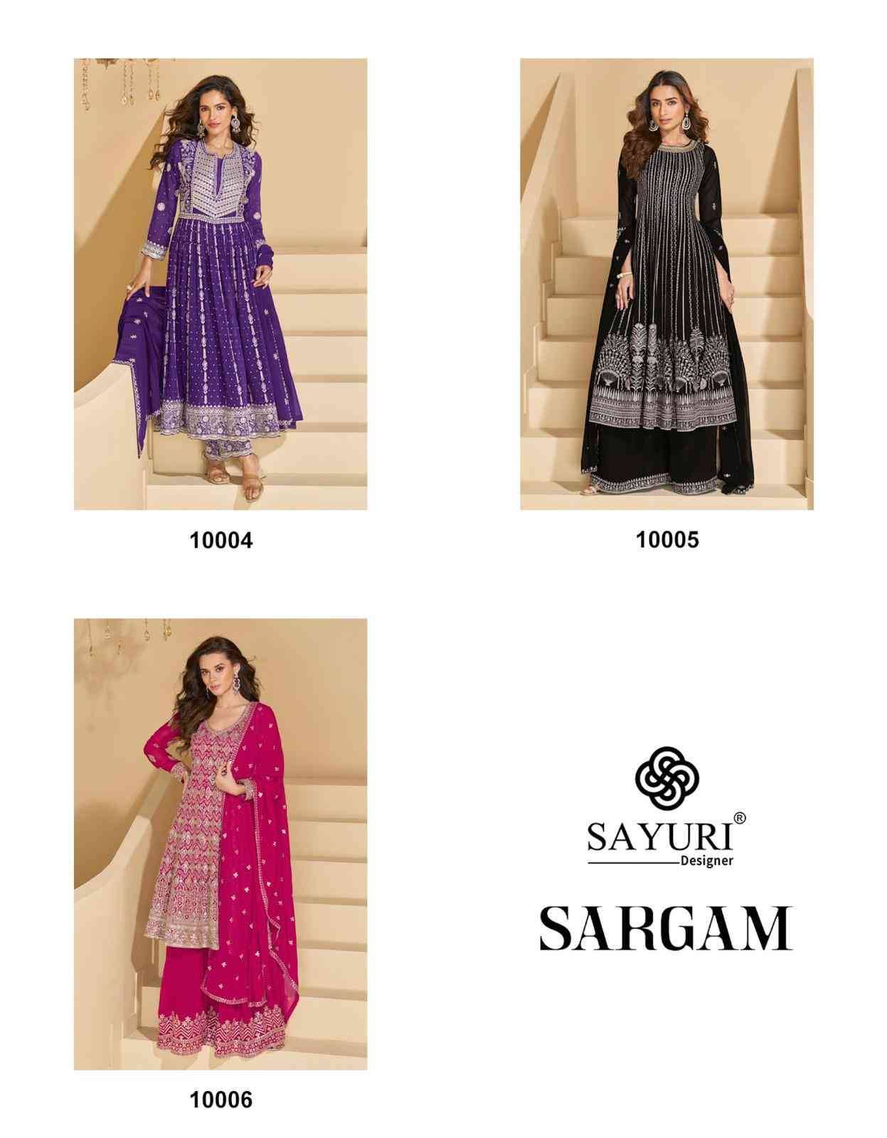 Sargam By Sayuri 10004 To 10006 Series Sharara Suits Beautiful Fancy Colorful Stylish Party Wear & Occasional Wear Premium Georgette Dresses At Wholesale Price