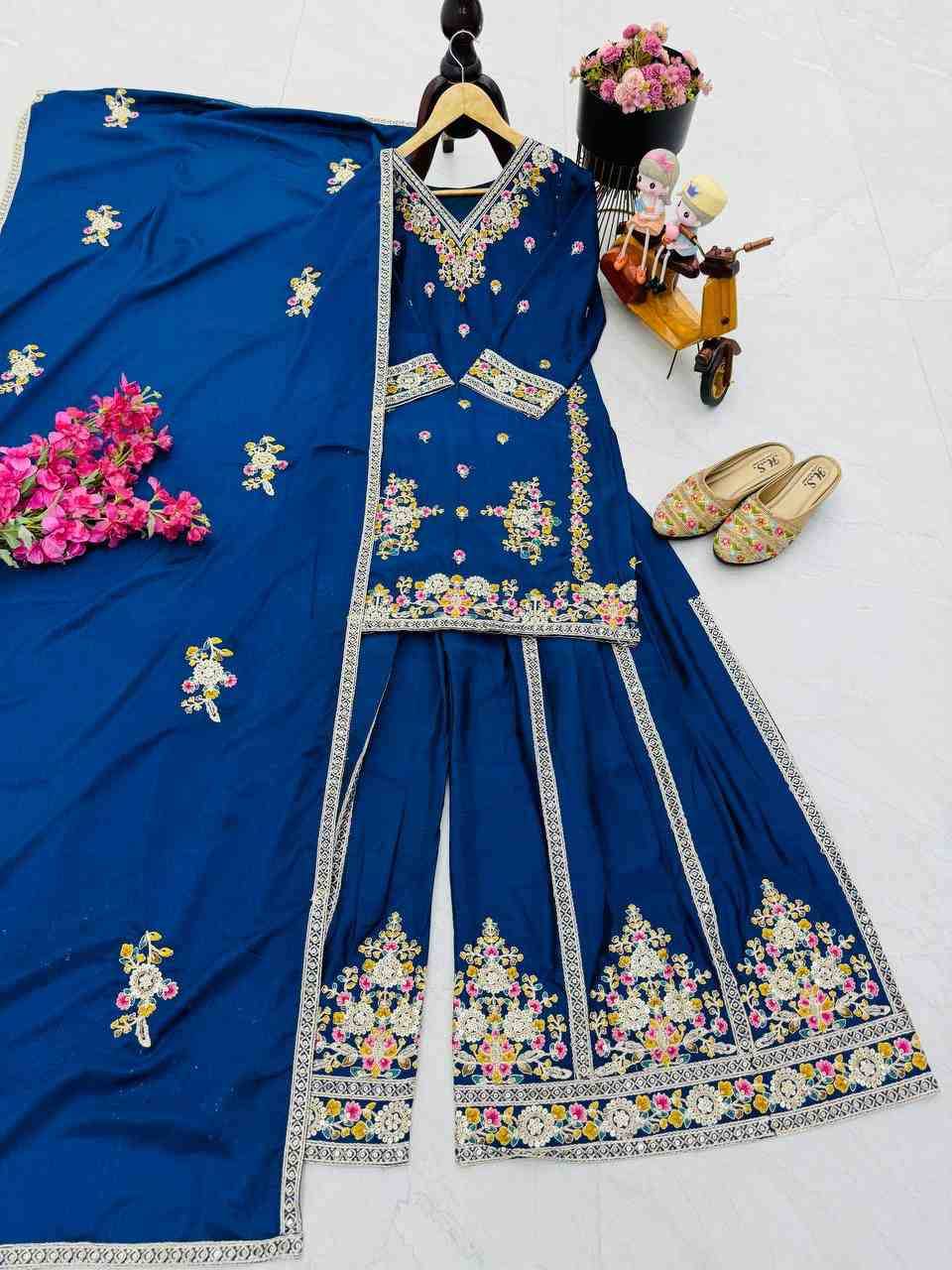 Kf-9026 By Fashid Wholesale 01 To 03 Series Beautiful Sharara Colorful Fancy Wedding Collection Occasional Wear & Party Wear Chinnon Silk Dresses At Wholesale Price