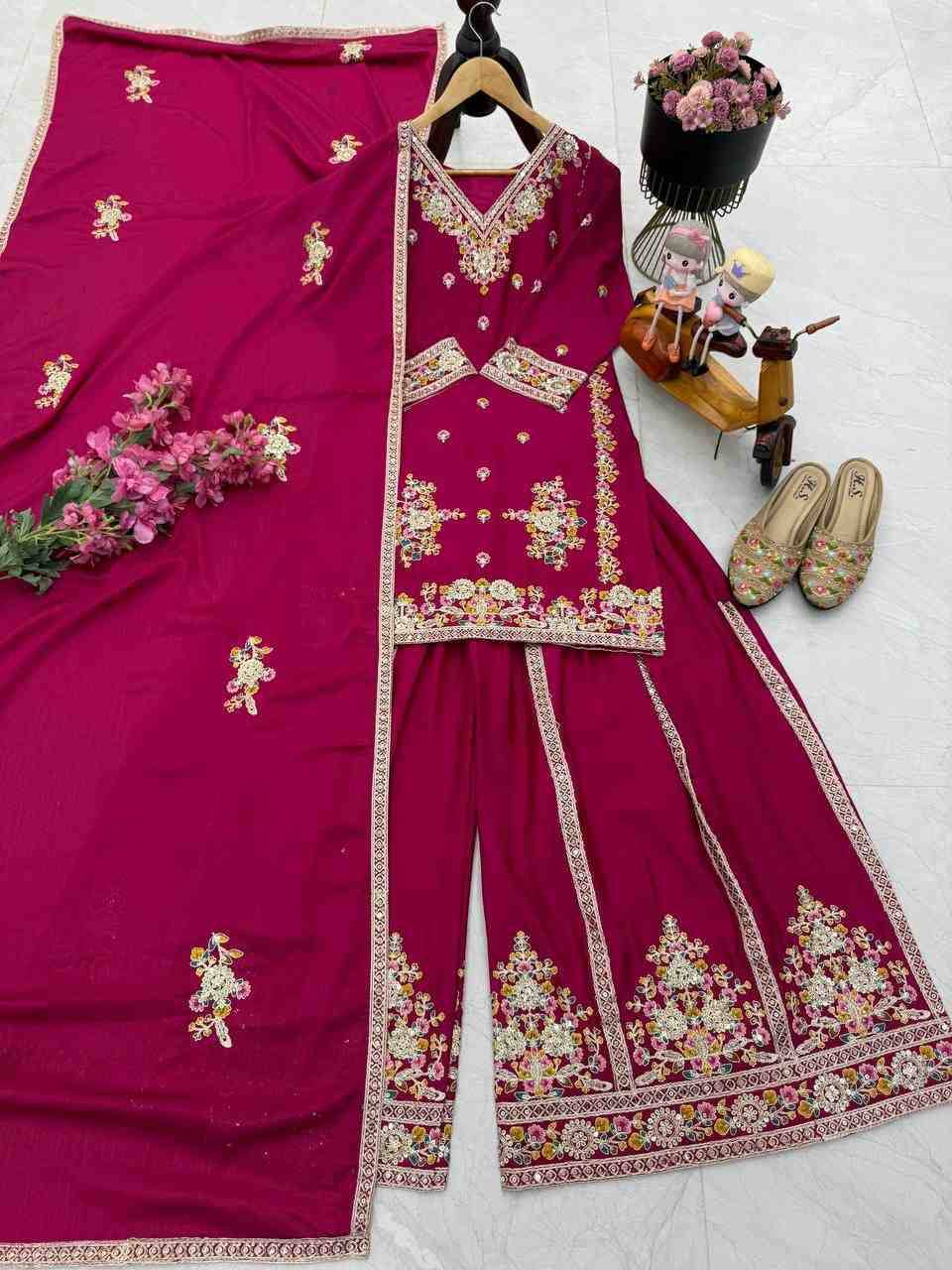 Kf-9026 By Fashid Wholesale 01 To 03 Series Beautiful Sharara Colorful Fancy Wedding Collection Occasional Wear & Party Wear Chinnon Silk Dresses At Wholesale Price