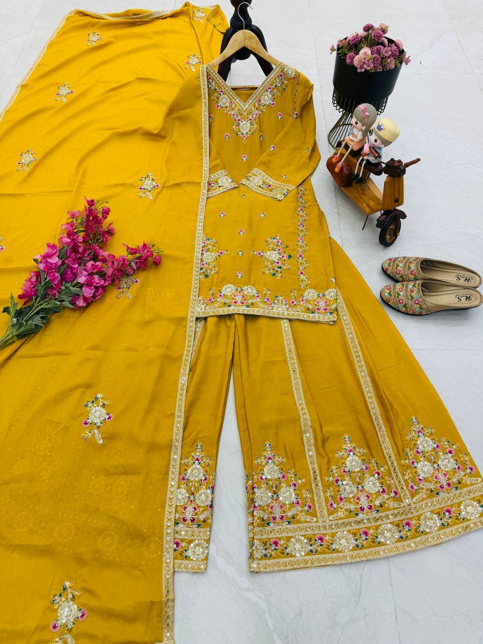 Kf-9026 By Fashid Wholesale 01 To 03 Series Beautiful Sharara Colorful Fancy Wedding Collection Occasional Wear & Party Wear Chinnon Silk Dresses At Wholesale Price