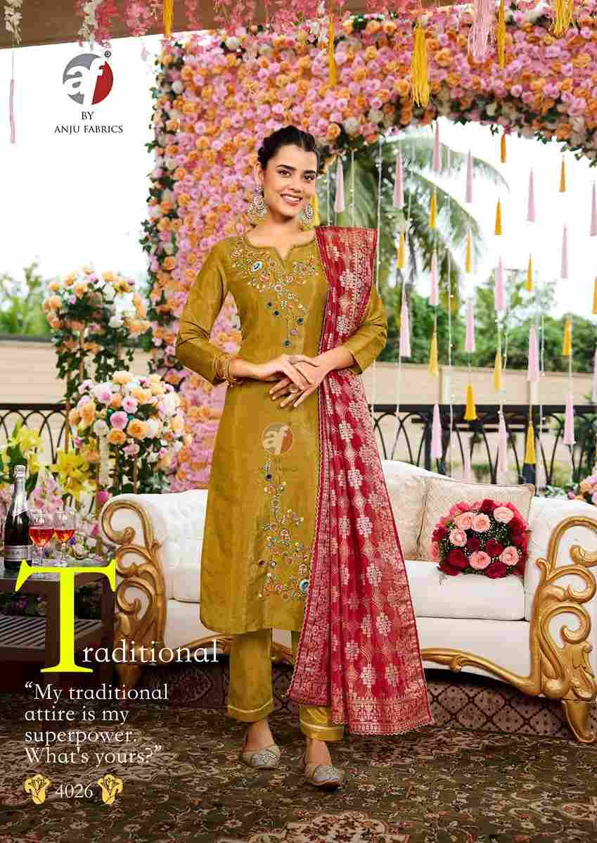 Rangat By Anju Fabrics 4021 To 4026 Series Designer Festive Suits Beautiful Stylish Fancy Colorful Party Wear & Occasional Wear Tissue Dresses At Wholesale Price