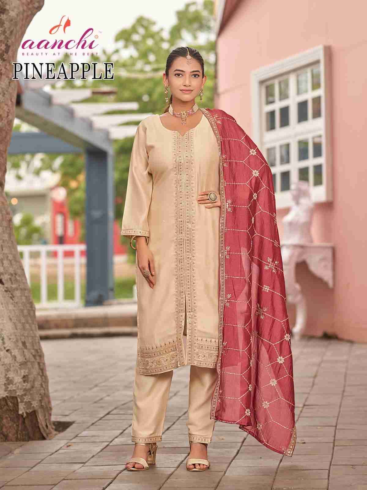 Pineapple By Aanchi 01 To 03 Series Beautiful Festive Suits Colorful Stylish Fancy Casual Wear & Ethnic Wear Vichitra Silk Dresses At Wholesale Price