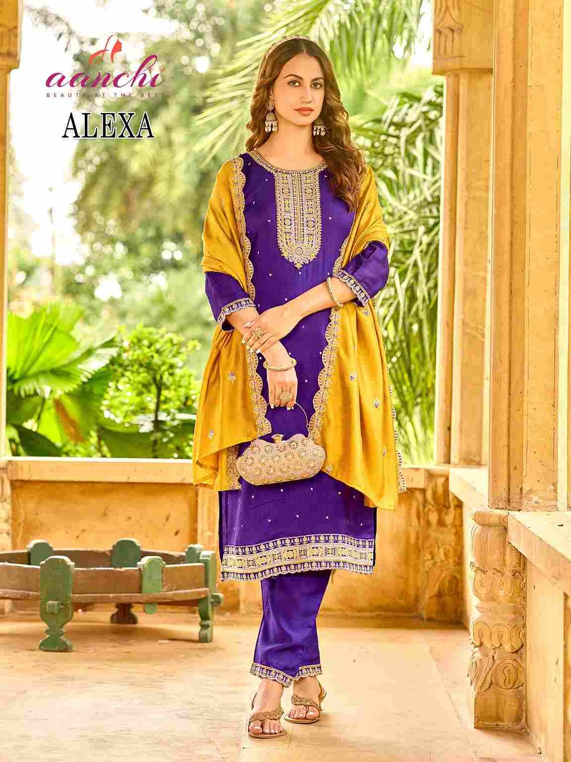 Alexa By Aanchi 01 To 04 Series Beautiful Festive Suits Colorful Stylish Fancy Casual Wear & Ethnic Wear Vichitra Silk Dresses At Wholesale Price