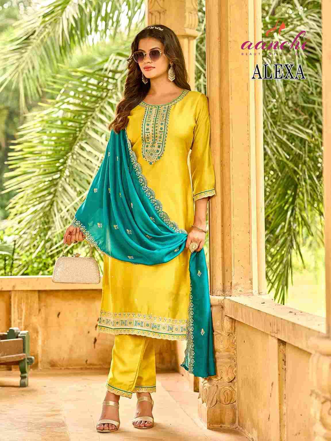 Alexa By Aanchi 01 To 04 Series Beautiful Festive Suits Colorful Stylish Fancy Casual Wear & Ethnic Wear Vichitra Silk Dresses At Wholesale Price