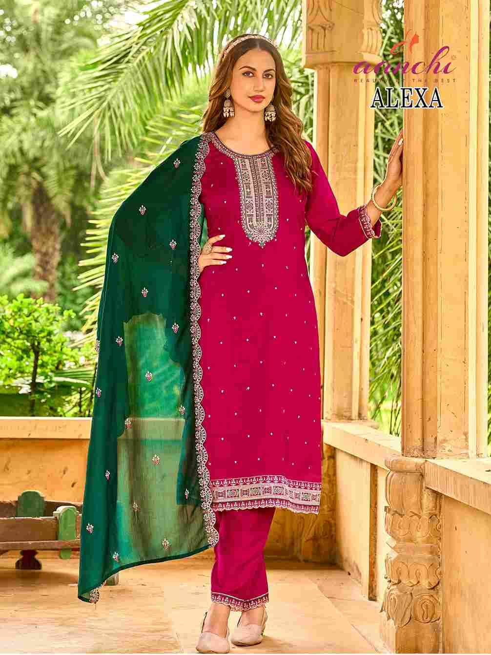 Alexa By Aanchi 01 To 04 Series Beautiful Festive Suits Colorful Stylish Fancy Casual Wear & Ethnic Wear Vichitra Silk Dresses At Wholesale Price