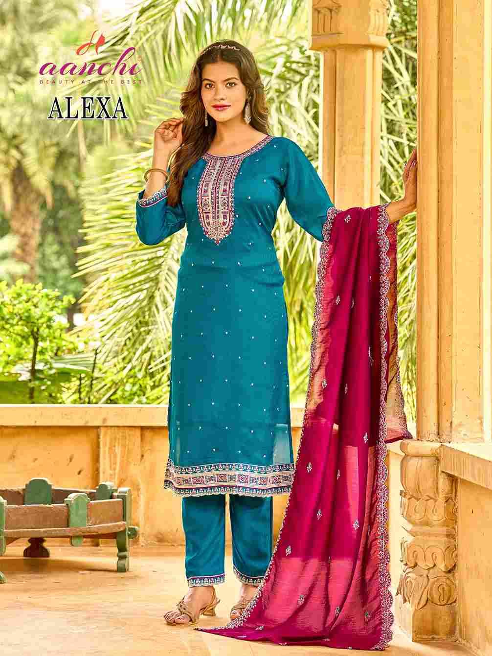 Alexa By Aanchi 01 To 04 Series Beautiful Festive Suits Colorful Stylish Fancy Casual Wear & Ethnic Wear Vichitra Silk Dresses At Wholesale Price