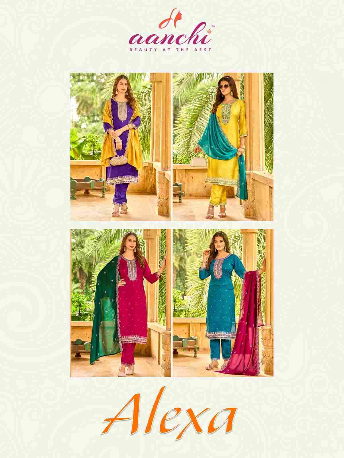 Alexa By Aanchi 01 To 04 Series Beautiful Festive Suits Colorful Stylish Fancy Casual Wear & Ethnic Wear Vichitra Silk Dresses At Wholesale Price