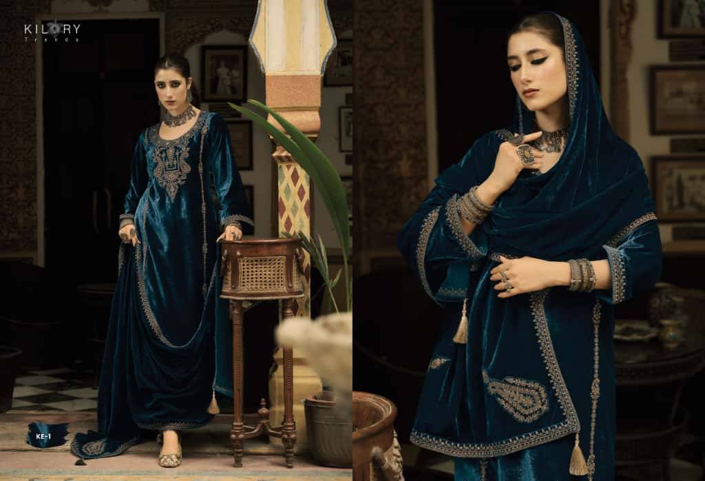 Kash-Eeda By Kilory 1 To 6 Series Beautiful Festive Suits Colorful Stylish Fancy Casual Wear & Ethnic Wear Pure Velvet Dresses At Wholesale Price
