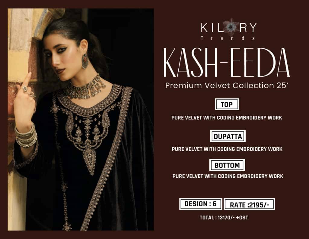 Kash-Eeda By Kilory 1 To 6 Series Beautiful Festive Suits Colorful Stylish Fancy Casual Wear & Ethnic Wear Pure Velvet Dresses At Wholesale Price