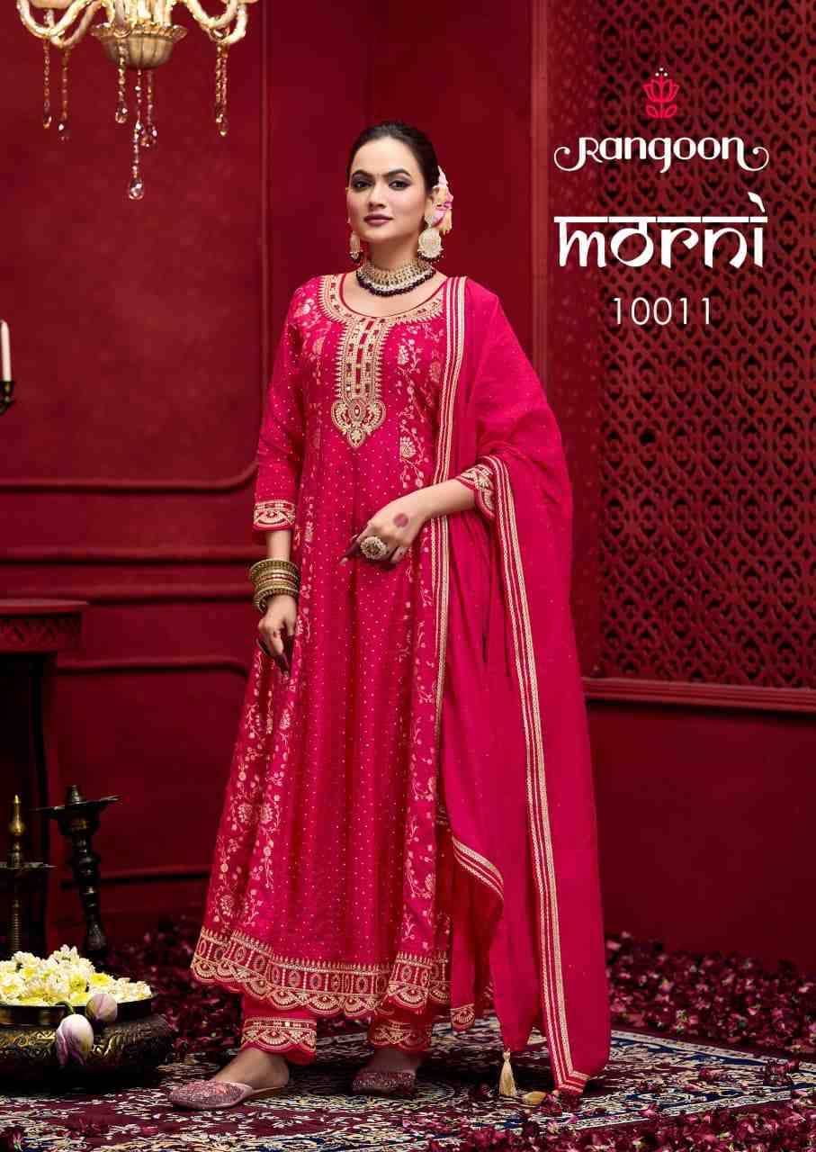 Morni By Rangoon 10011 To 10014 Series Beautiful Stylish Anarkali Suits Fancy Colorful Casual Wear & Ethnic Wear & Ready To Wear Jacquard Dresses At Wholesale Price