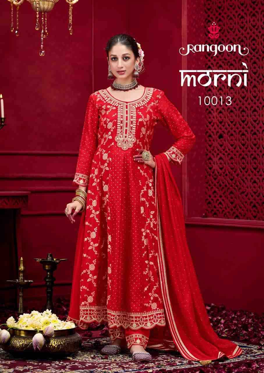 Morni By Rangoon 10011 To 10014 Series Beautiful Stylish Anarkali Suits Fancy Colorful Casual Wear & Ethnic Wear & Ready To Wear Jacquard Dresses At Wholesale Price
