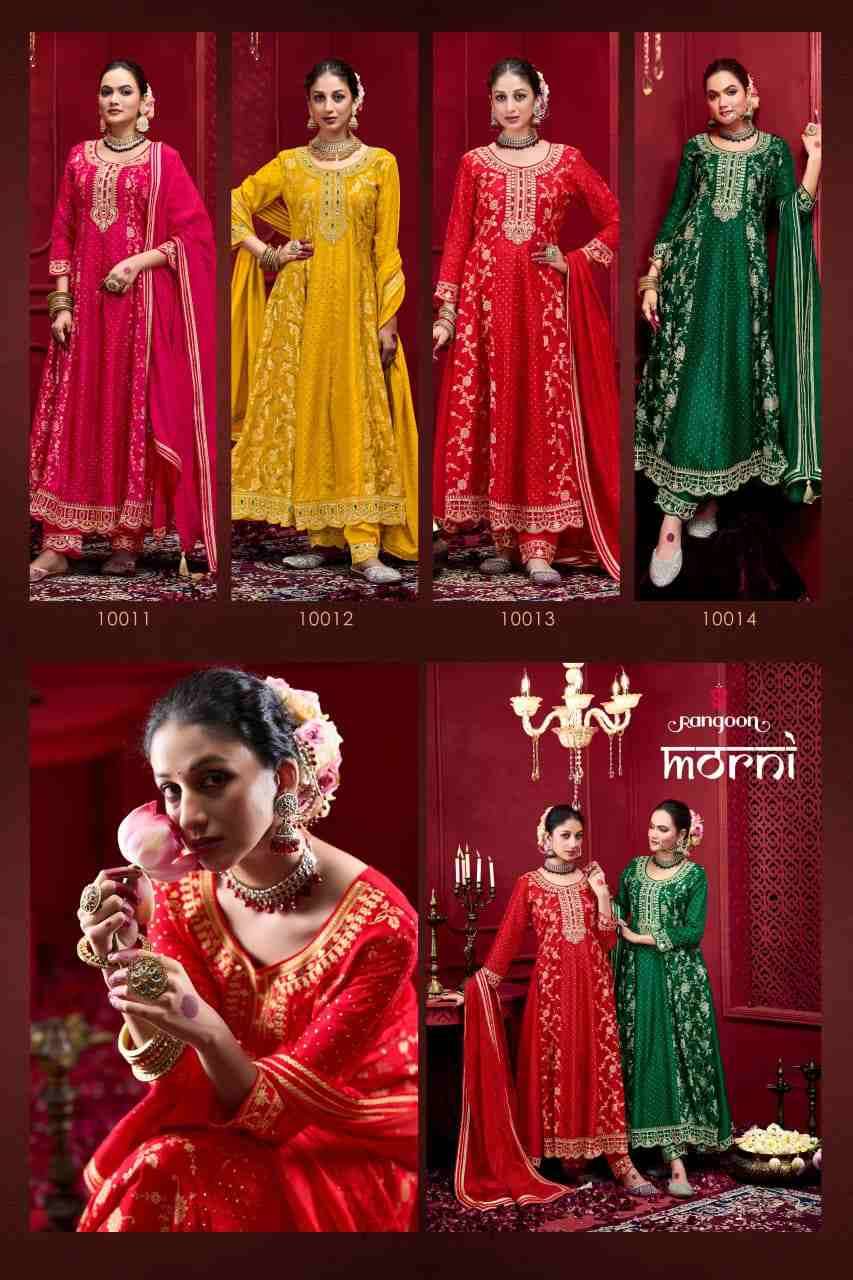 Morni By Rangoon 10011 To 10014 Series Beautiful Stylish Anarkali Suits Fancy Colorful Casual Wear & Ethnic Wear & Ready To Wear Jacquard Dresses At Wholesale Price