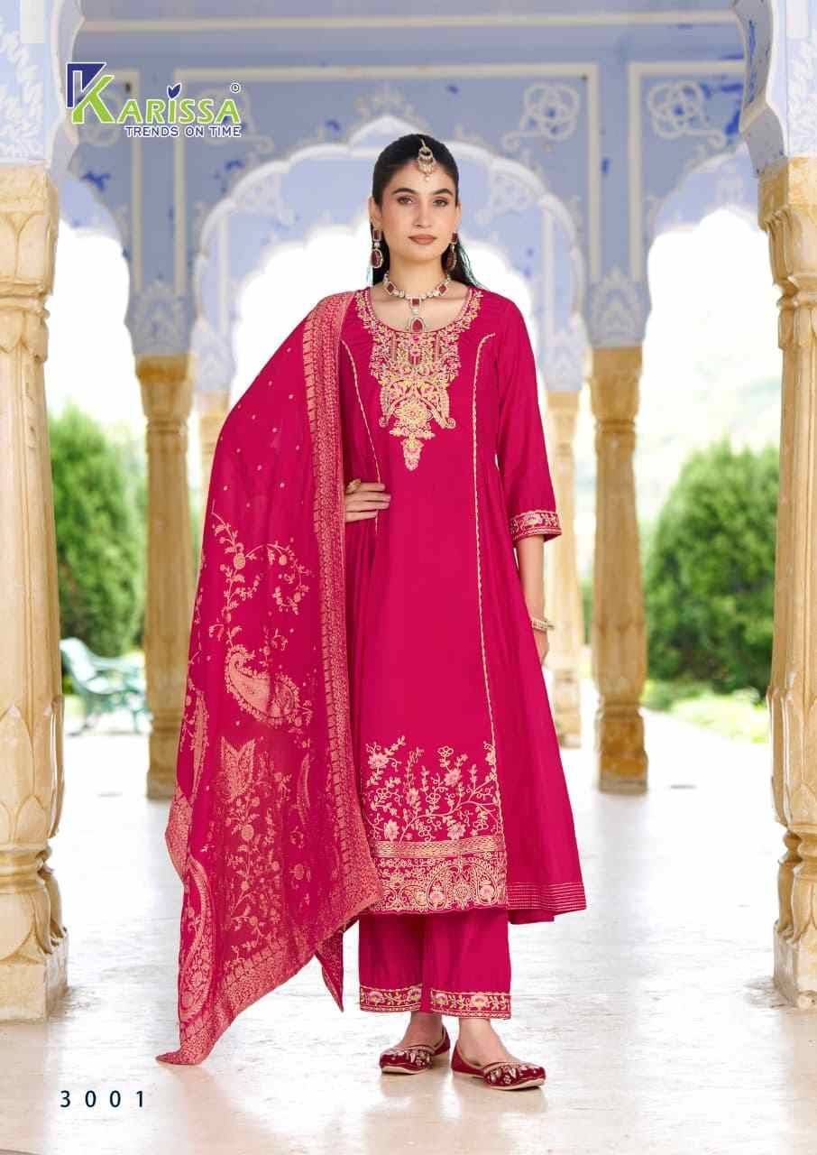 Kalisha Vol-3 By Karissa 3001 To 3004 Series Beautiful Festive Suits Colorful Stylish Fancy Casual Wear & Ethnic Wear Viscose Silk Dresses At Wholesale Price
