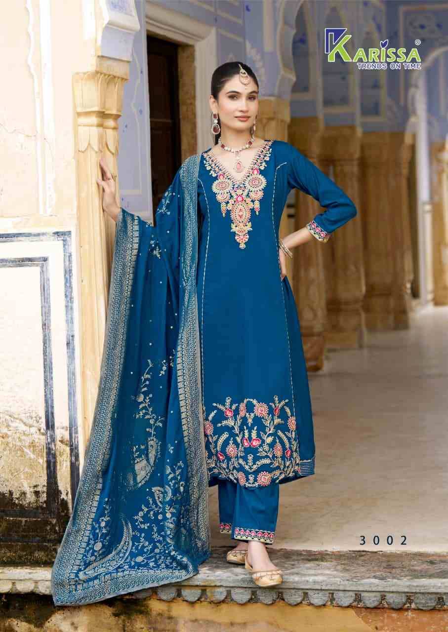 Kalisha Vol-3 By Karissa 3001 To 3004 Series Beautiful Festive Suits Colorful Stylish Fancy Casual Wear & Ethnic Wear Viscose Silk Dresses At Wholesale Price