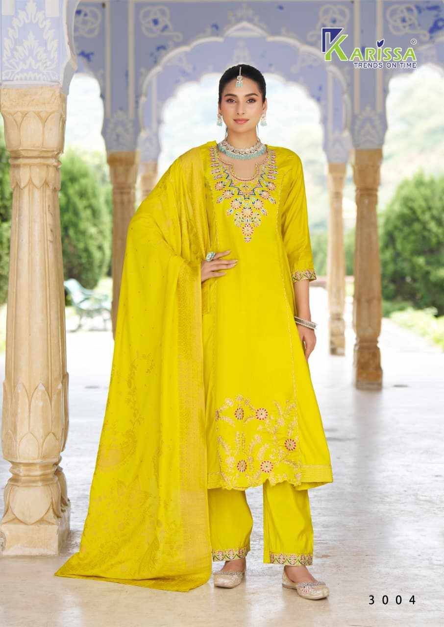 Kalisha Vol-3 By Karissa 3001 To 3004 Series Beautiful Festive Suits Colorful Stylish Fancy Casual Wear & Ethnic Wear Viscose Silk Dresses At Wholesale Price