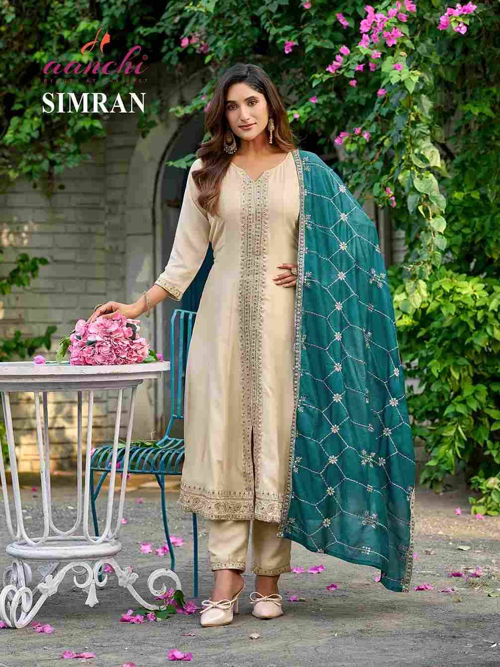 Simran By Aanchi 01 To 03 Series Beautiful Festive Suits Colorful Stylish Fancy Casual Wear & Ethnic Wear Vichitra Silk Dresses At Wholesale Price