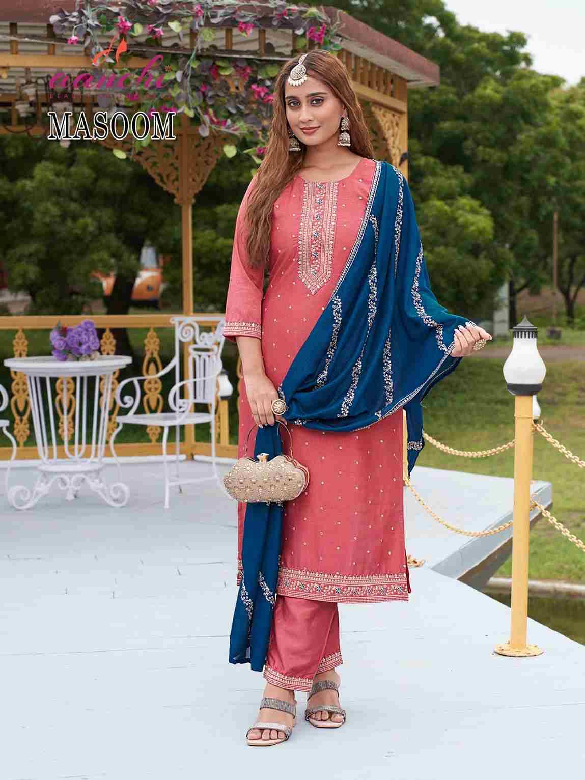 Masoom By Aanchi 01 To 04 Series Beautiful Festive Suits Colorful Stylish Fancy Casual Wear & Ethnic Wear Vichitra Silk Dresses At Wholesale Price