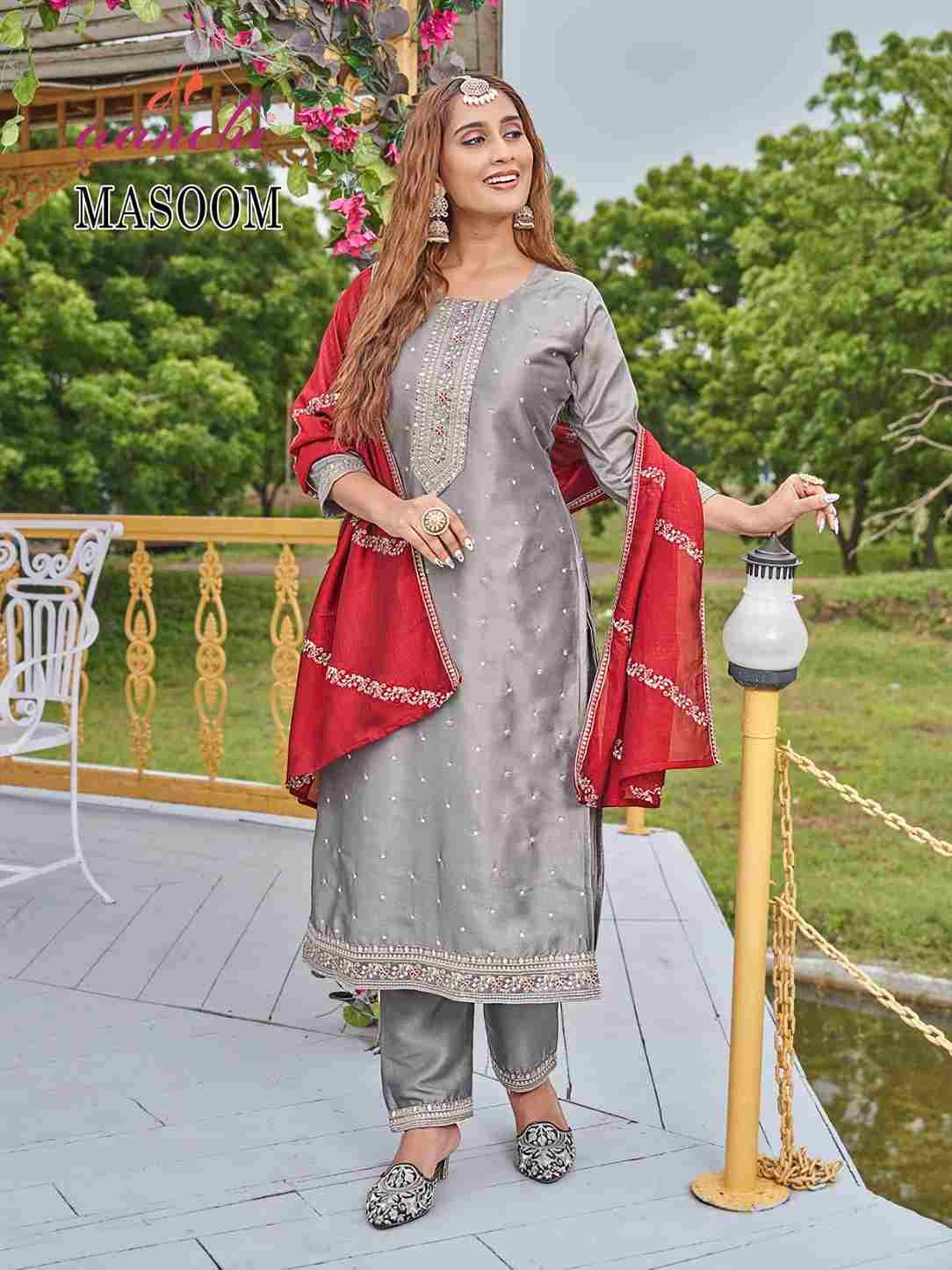 Masoom By Aanchi 01 To 04 Series Beautiful Festive Suits Colorful Stylish Fancy Casual Wear & Ethnic Wear Vichitra Silk Dresses At Wholesale Price