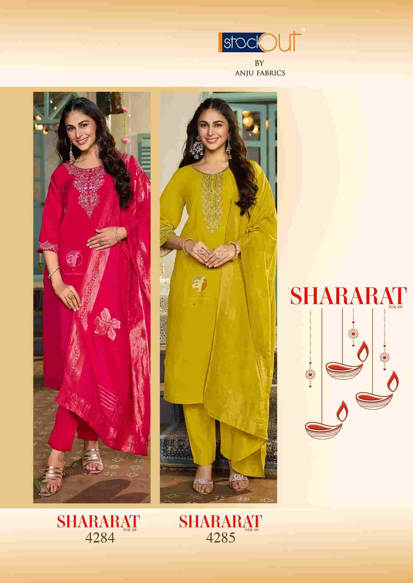 Shararat Vol-9 By Anju Fabrics 4281 To 4285 Series Beautiful Festive Suits Colorful Stylish Fancy Casual Wear & Ethnic Wear Modal Silk Dresses At Wholesale Price