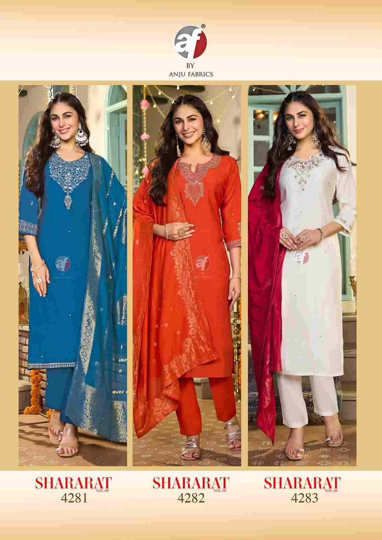 Shararat Vol-9 By Anju Fabrics 4281 To 4285 Series Beautiful Festive Suits Colorful Stylish Fancy Casual Wear & Ethnic Wear Modal Silk Dresses At Wholesale Price