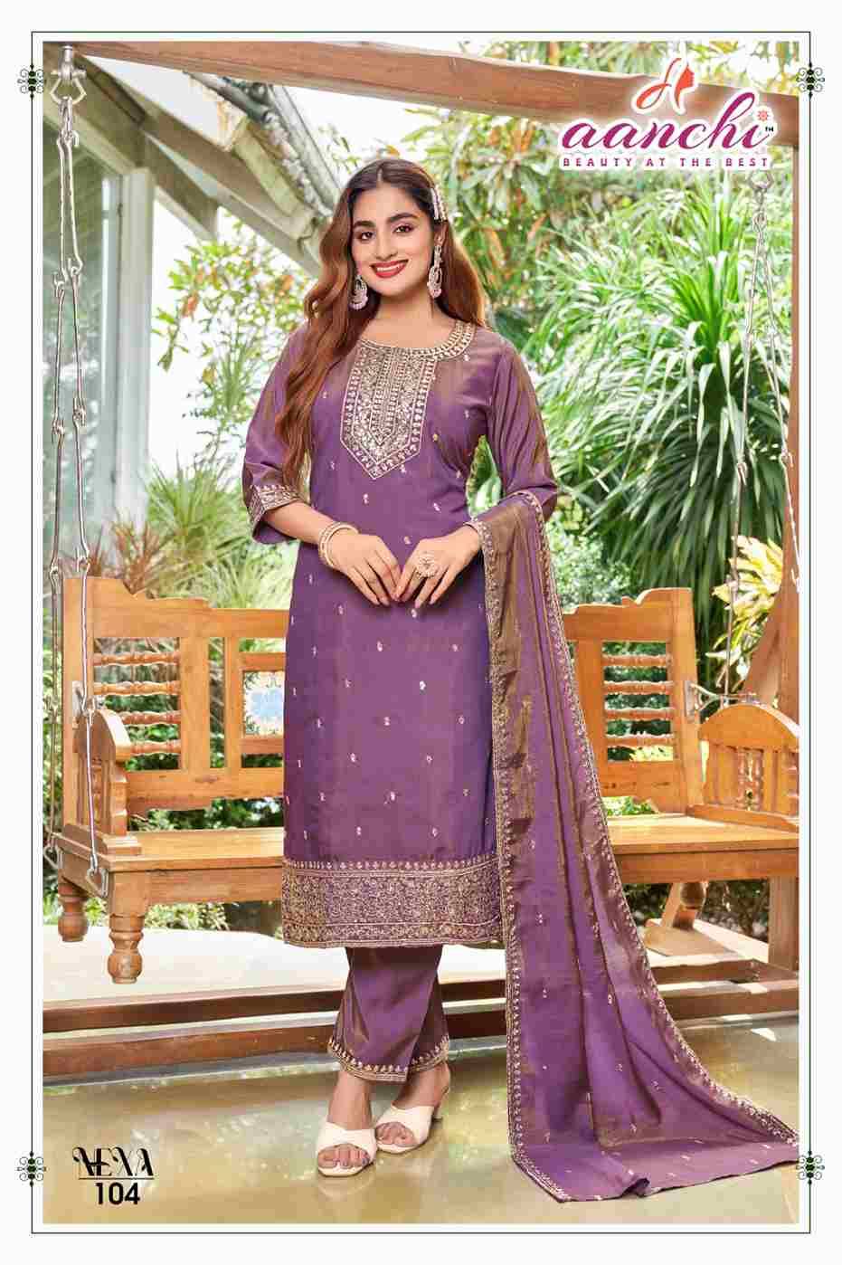 Nexa By Aanchi 101 To 104 Series Beautiful Festive Suits Colorful Stylish Fancy Casual Wear & Ethnic Wear Roman Shimmer Dresses At Wholesale Price