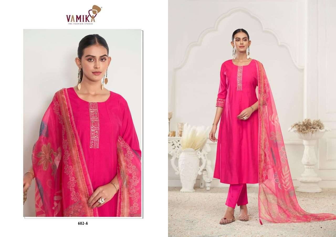 Rubina Vol-1 By Vamika 602-A To 602-D Series Designer Sharara Stylish Fancy Colorful Beautiful Party Wear & Ethnic Wear Collection Viscose Silk Dresses At Wholesale Price
