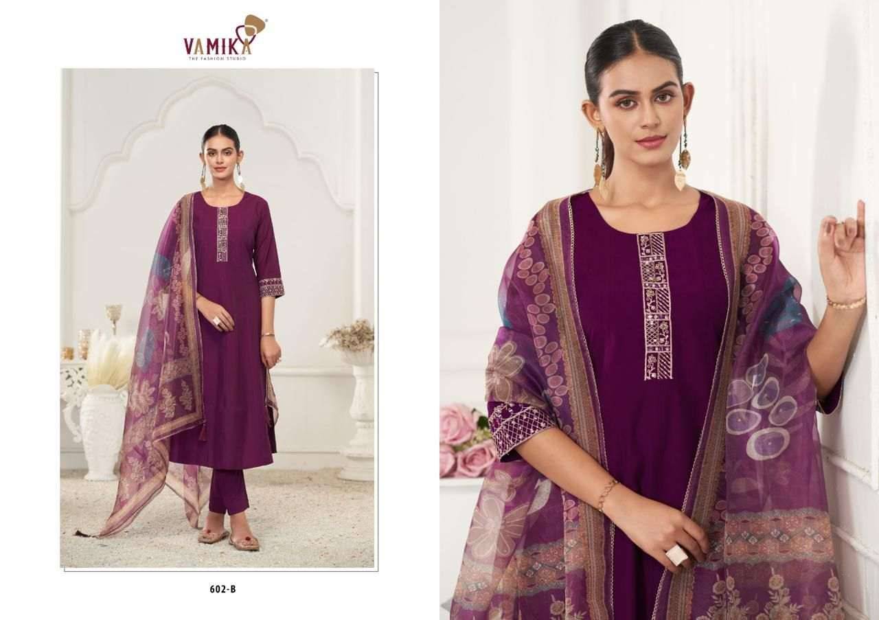 Rubina Vol-1 By Vamika 602-A To 602-D Series Designer Sharara Stylish Fancy Colorful Beautiful Party Wear & Ethnic Wear Collection Viscose Silk Dresses At Wholesale Price