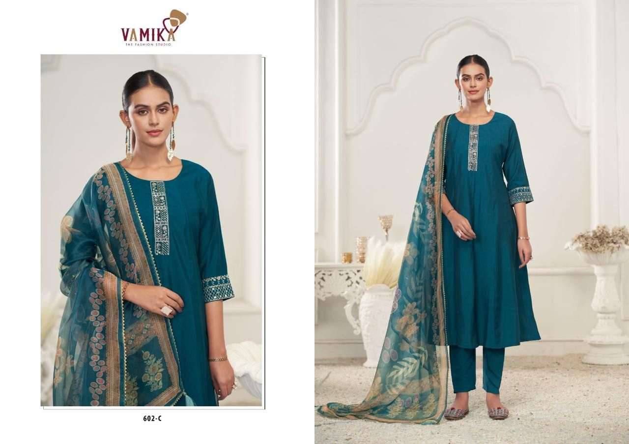 Rubina Vol-1 By Vamika 602-A To 602-D Series Designer Sharara Stylish Fancy Colorful Beautiful Party Wear & Ethnic Wear Collection Viscose Silk Dresses At Wholesale Price