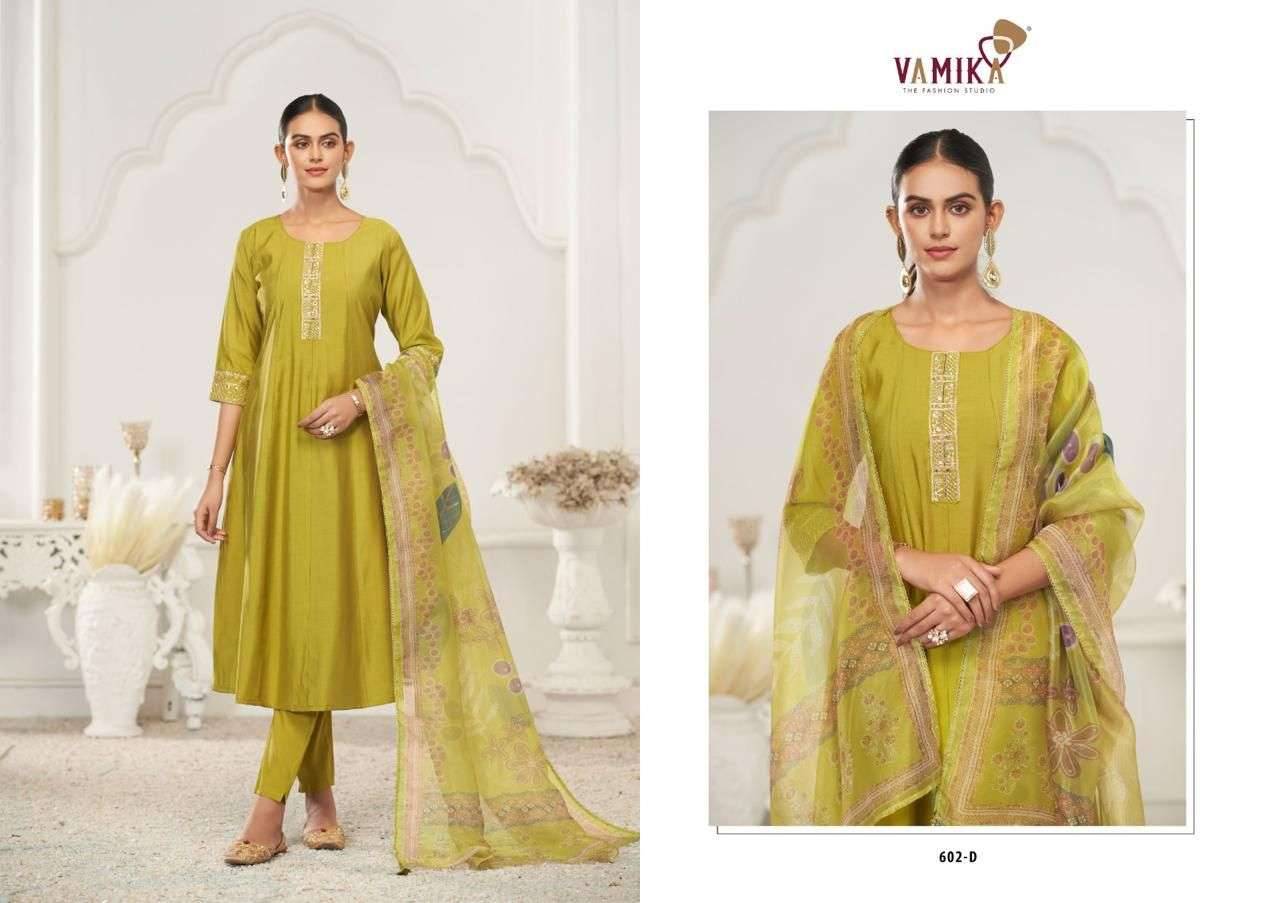 Rubina Vol-1 By Vamika 602-A To 602-D Series Designer Sharara Stylish Fancy Colorful Beautiful Party Wear & Ethnic Wear Collection Viscose Silk Dresses At Wholesale Price