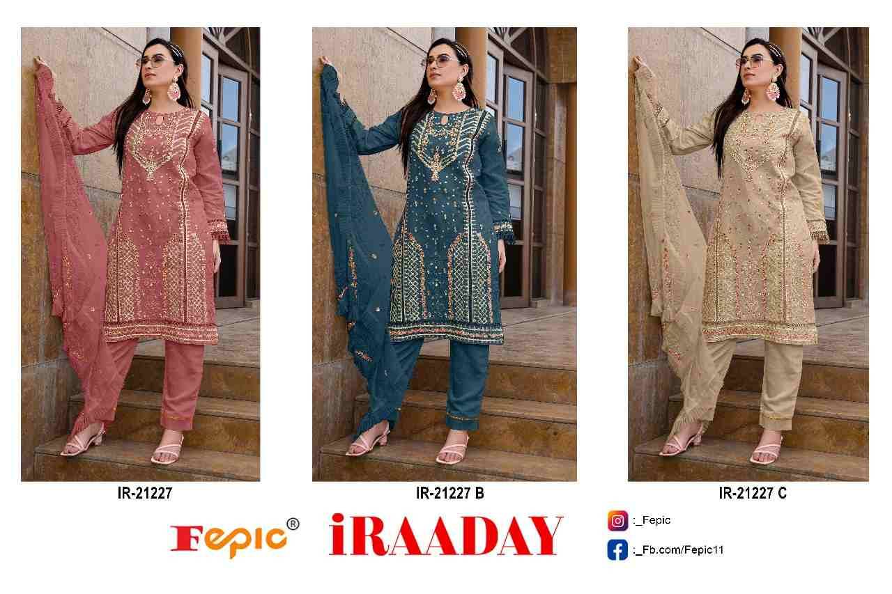 Fepic 21227 Colours By Fepic 21227-A To 21227-C Series Beautiful Pakistani Suits Colorful Stylish Fancy Casual Wear & Ethnic Wear Organza Embroidered Dresses At Wholesale Price