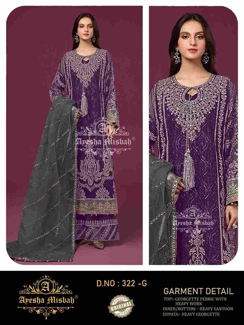 Ayesha Misbah 322 Colours Vol-2 By Fashid Wholesale 322-G To 322-L Series Beautiful Pakistani Suits Colorful Stylish Fancy Casual Wear & Ethnic Wear Georgette Embroidered Dresses At Wholesale Price