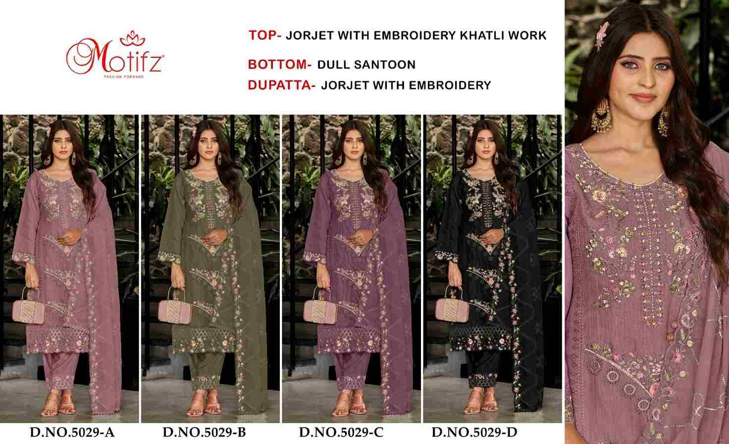 Motifz Hit Design 5029 Colours By Motifz 5029-A To 5029-D Series Beautiful Pakistani Suits Colorful Stylish Fancy Casual Wear & Ethnic Wear Georgette Dresses At Wholesale Price