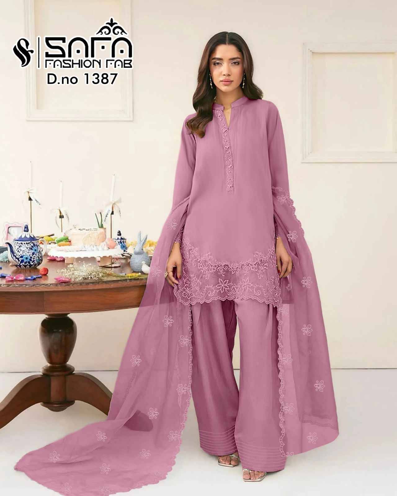 Safa 1387 Colours By Safa Fashion 1387-A To 1387-C Series Designer Stylish Fancy Colorful Beautiful Party Wear & Ethnic Wear Collection Viscose Dresses At Wholesale Price