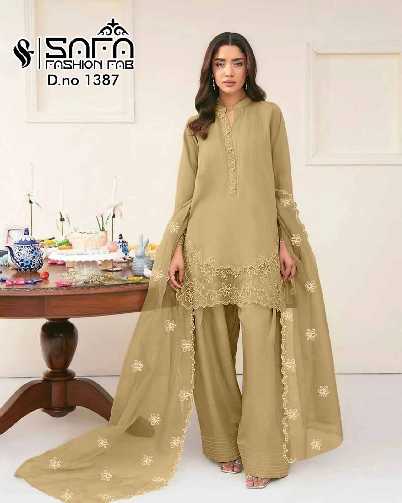 Safa 1387 Colours By Safa Fashion 1387-A To 1387-C Series Designer Stylish Fancy Colorful Beautiful Party Wear & Ethnic Wear Collection Viscose Dresses At Wholesale Price