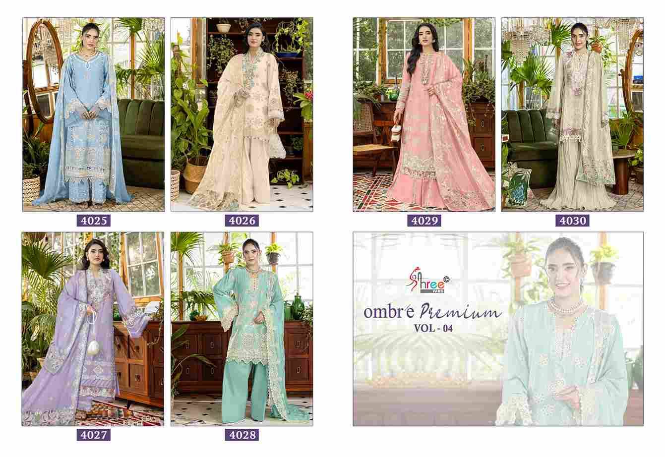 Ombre Premium Vol-4 By Shree Fabs 4025 To 4030 Series Designer Pakistani Suits Collection Beautiful Stylish Fancy Colorful Party Wear & Ethnic Wear Pure Viscose With Pure Cotton With Embroidery Dresses At Wholesale Price