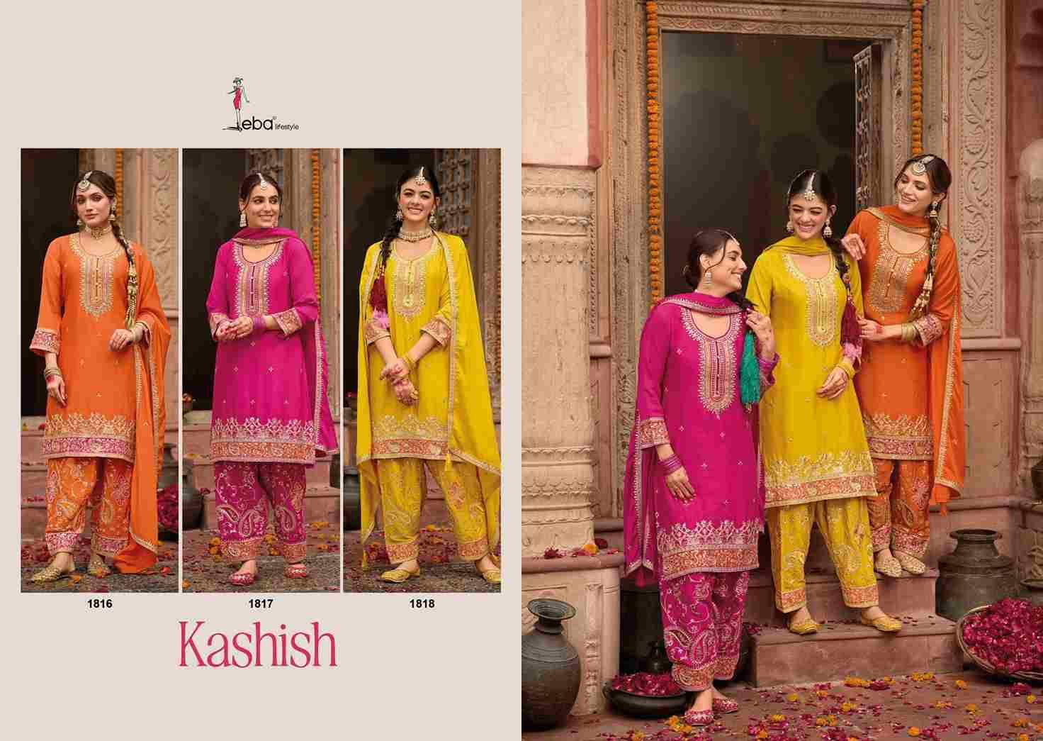 Kashish By Eba Lifestyle 1816 To 1818 Series Beautiful Festive Suits Colorful Stylish Fancy Casual Wear & Ethnic Wear Chinnon Dresses At Wholesale Price