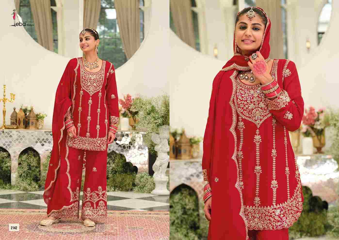 Pallavi By Eba Lifestyle 2141 To 2144 Series Beautiful Stylish Festive Suits Fancy Colorful Casual Wear & Ethnic Wear & Ready To Wear Heavy Chinnon Embroidered Dresses At Wholesale Price