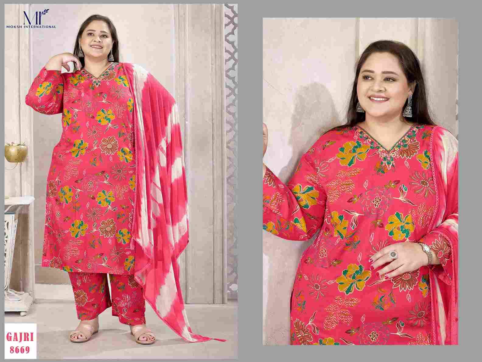 Plus Size Glory Vol-2 By Moksh International 8668 To 8671 Series Beautiful Stylish Festive Suits Fancy Colorful Casual Wear & Ethnic Wear & Ready To Wear Viscose Print Dresses At Wholesale Price