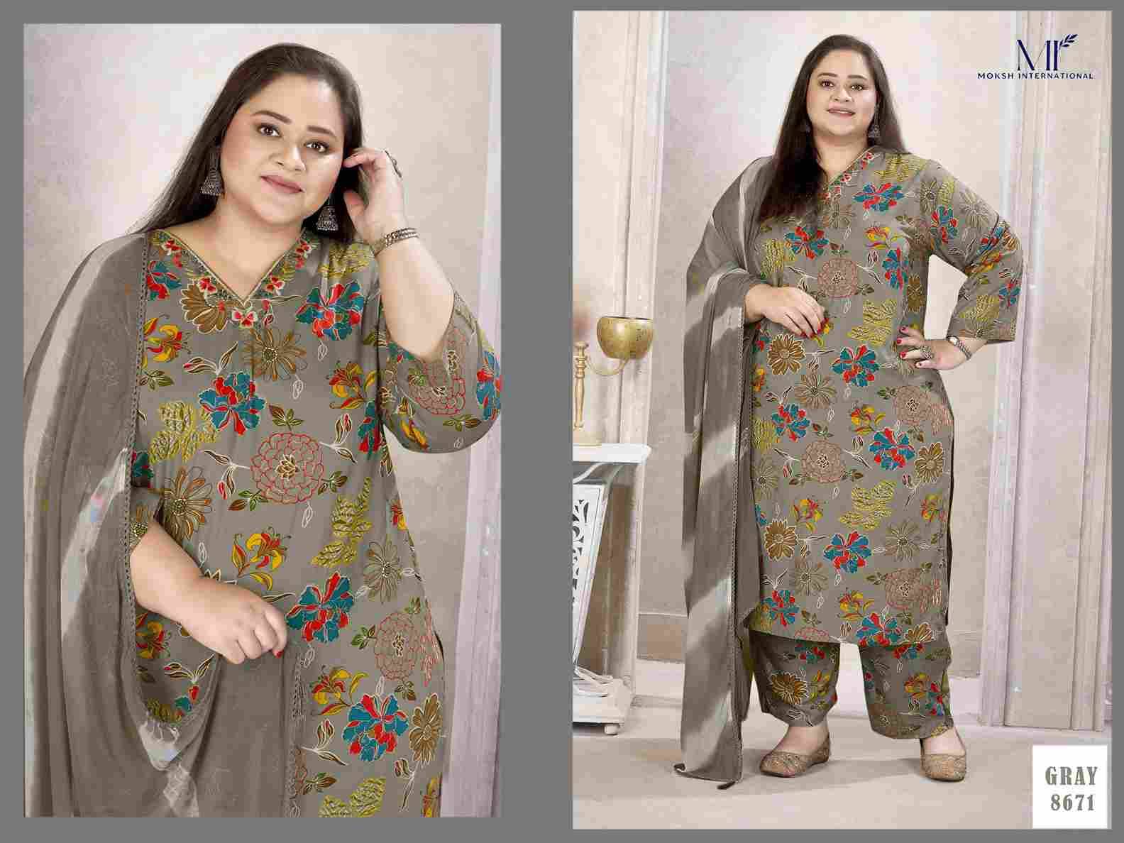 Plus Size Glory Vol-2 By Moksh International 8668 To 8671 Series Beautiful Stylish Festive Suits Fancy Colorful Casual Wear & Ethnic Wear & Ready To Wear Viscose Print Dresses At Wholesale Price