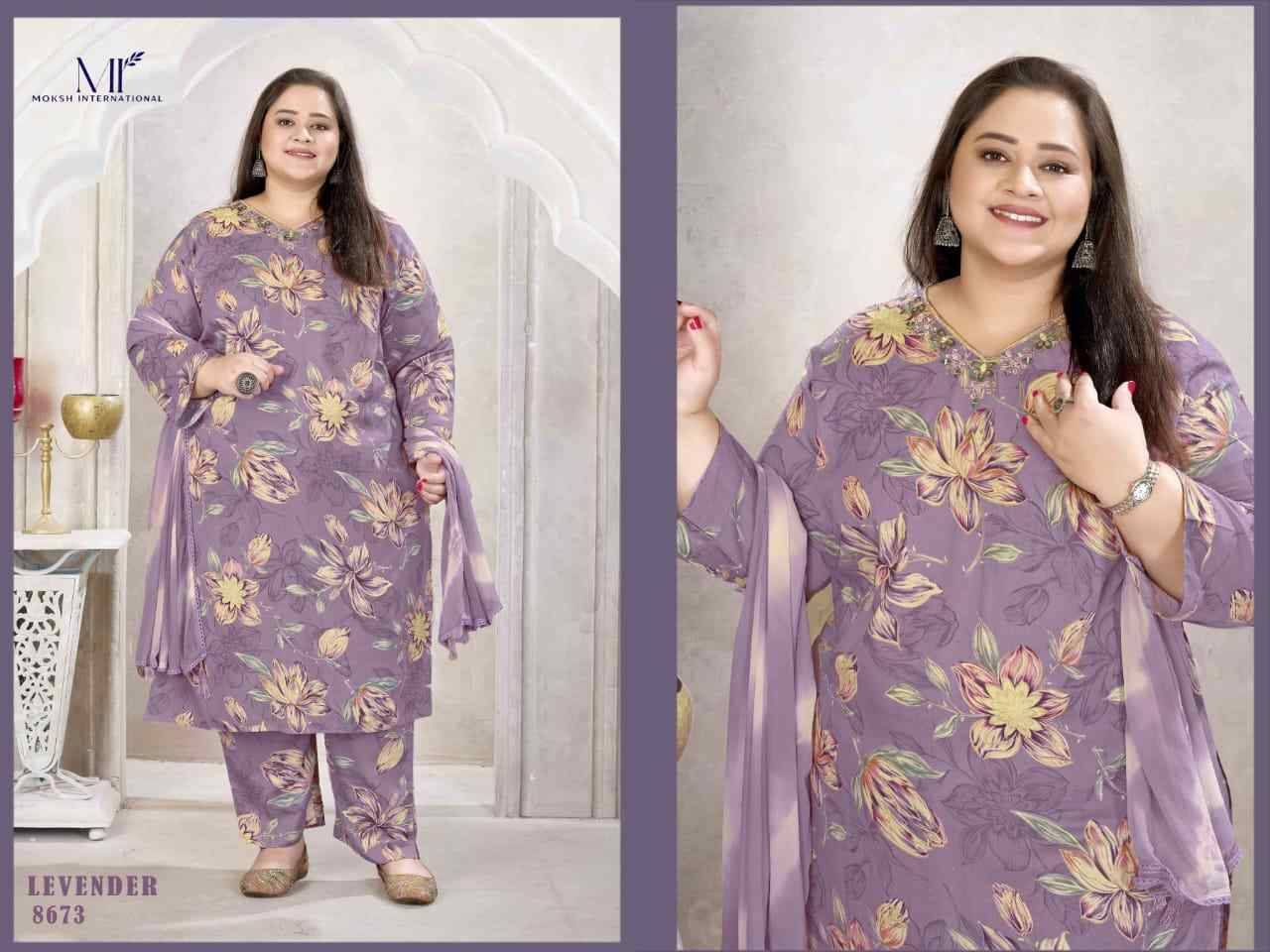 Plus Size Glory Vol-3 By Moksh International 8672 To 8674 Series Beautiful Stylish Festive Suits Fancy Colorful Casual Wear & Ethnic Wear & Ready To Wear Viscose Print Dresses At Wholesale Price