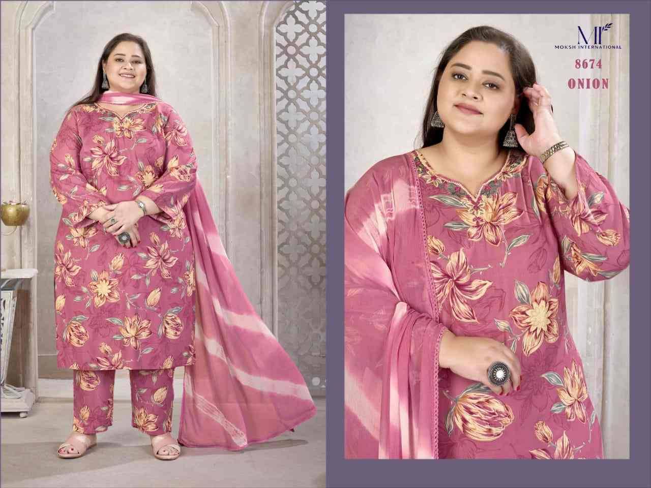 Plus Size Glory Vol-3 By Moksh International 8672 To 8674 Series Beautiful Stylish Festive Suits Fancy Colorful Casual Wear & Ethnic Wear & Ready To Wear Viscose Print Dresses At Wholesale Price