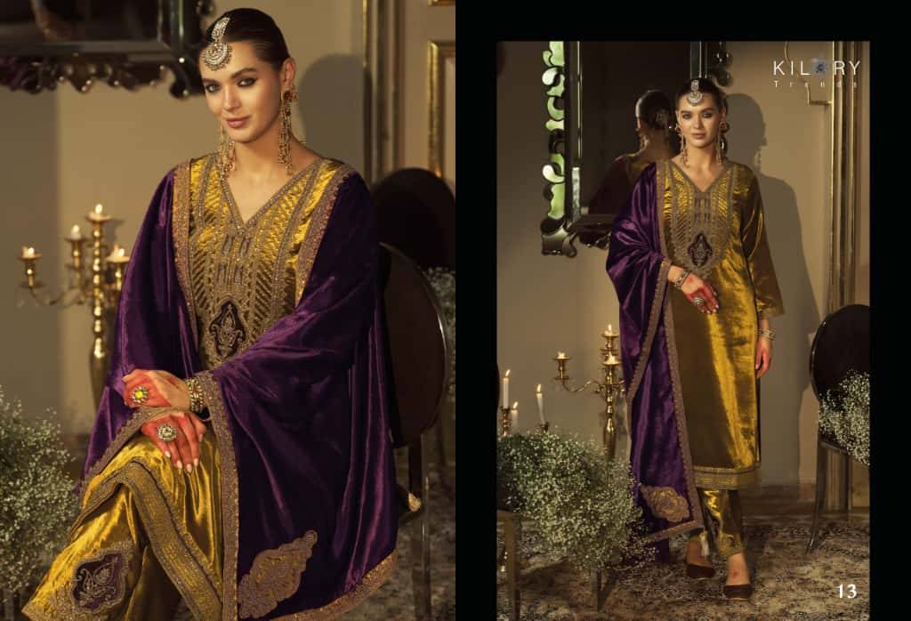 Noor-E-Shama By Kilory 11 To 16 Series Beautiful Festive Suits Colorful Stylish Fancy Casual Wear & Ethnic Wear Pure Velvet Dresses At Wholesale Price